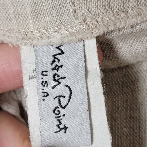 Match Point USA Beige Linen Lagenlook Boho Drawstring Cropped Pants XL Pockets - Picture 10 of 11